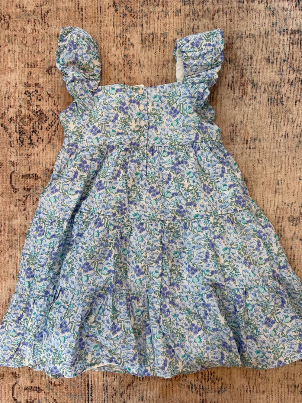 Janie and Jack Blue and Green Floral Sundress - Picture 4 of 5
